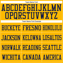 Load image into Gallery viewer, Custom Gold Red-Navy Mesh Authentic Football Jersey