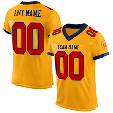 Load image into Gallery viewer, Custom Gold Red-Navy Mesh Authentic Football Jersey