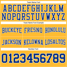 Load image into Gallery viewer, Custom Stitched Gold Royal-White Football Pullover Sweatshirt Hoodie