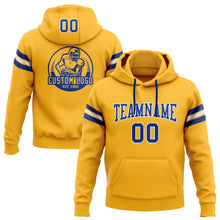 Load image into Gallery viewer, Custom Stitched Gold Royal-White Football Pullover Sweatshirt Hoodie