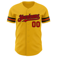 Load image into Gallery viewer, Custom Gold Red-Black Authentic Baseball Jersey