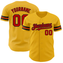 Load image into Gallery viewer, Custom Gold Red-Black Authentic Baseball Jersey
