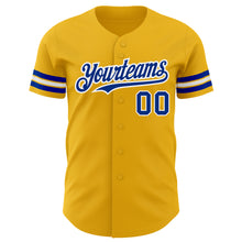 Load image into Gallery viewer, Custom Gold Royal-White Authentic Baseball Jersey