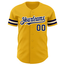 Load image into Gallery viewer, Custom Gold Navy-White Authentic Baseball Jersey