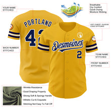 Load image into Gallery viewer, Custom Gold Navy-White Authentic Baseball Jersey