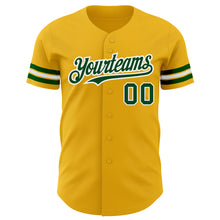 Load image into Gallery viewer, Custom Gold Green-White Authentic Baseball Jersey