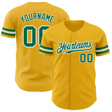 Load image into Gallery viewer, Custom Gold Kelly Green-White Authentic Baseball Jersey