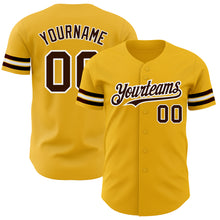 Load image into Gallery viewer, Custom Gold Brown-White Authentic Baseball Jersey