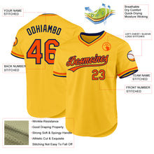 Load image into Gallery viewer, Custom Gold Orange-Navy Authentic Throwback Baseball Jersey