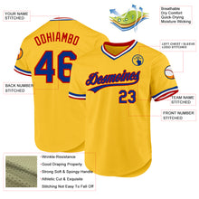 Load image into Gallery viewer, Custom Gold Royal-Red Authentic Throwback Baseball Jersey
