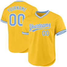 Load image into Gallery viewer, Custom Gold Light Blue-White Authentic Throwback Baseball Jersey