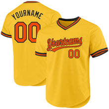 Load image into Gallery viewer, Custom Gold Orange-Black Authentic Throwback Baseball Jersey