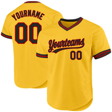 Load image into Gallery viewer, Custom Gold Black-Red Authentic Throwback Baseball Jersey