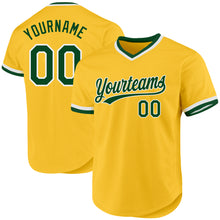 Load image into Gallery viewer, Custom Gold Green-White Authentic Throwback Baseball Jersey