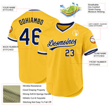 Load image into Gallery viewer, Custom Gold Navy-White Authentic Throwback Baseball Jersey