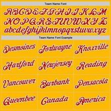 Load image into Gallery viewer, Custom Gold Red-White Authentic Throwback Basketball Jersey