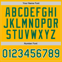 Load image into Gallery viewer, Custom Gold Kelly Green-White Authentic Throwback Basketball Jersey