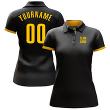 Load image into Gallery viewer, Custom Black Yellow Performance Golf Polo Shirt