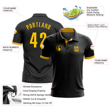 Load image into Gallery viewer, Custom Black Yellow Performance Golf Polo Shirt