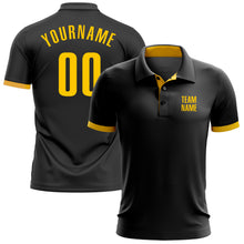 Load image into Gallery viewer, Custom Black Yellow Performance Golf Polo Shirt