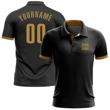 Load image into Gallery viewer, Custom Black Old Gold Performance Golf Polo Shirt