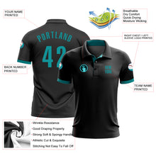 Load image into Gallery viewer, Custom Black Aqua Performance Golf Polo Shirt