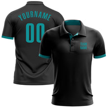 Load image into Gallery viewer, Custom Black Aqua Performance Golf Polo Shirt