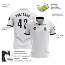 Load image into Gallery viewer, Custom White Black Performance Golf Polo Shirt
