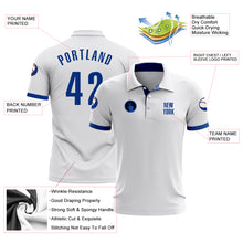 Load image into Gallery viewer, Custom White Royal Performance Golf Polo Shirt