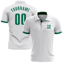 Load image into Gallery viewer, Custom White Kelly Green Performance Golf Polo Shirt