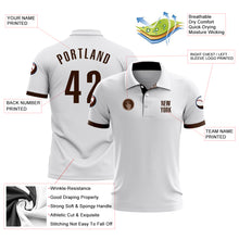 Load image into Gallery viewer, Custom White Brown Performance Golf Polo Shirt