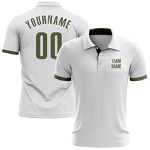 Load image into Gallery viewer, Custom White Olive Performance Golf Polo Shirt