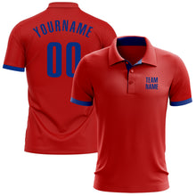 Load image into Gallery viewer, Custom Red Royal Performance Golf Polo Shirt