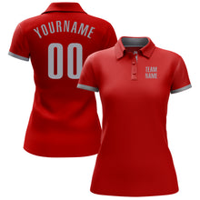 Load image into Gallery viewer, Custom Red Gray Performance Golf Polo Shirt