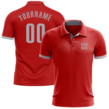 Load image into Gallery viewer, Custom Red Gray Performance Golf Polo Shirt