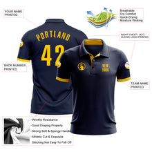 Load image into Gallery viewer, Custom Navy Yellow Performance Golf Polo Shirt
