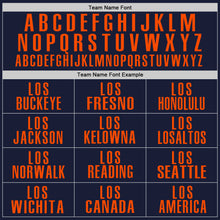 Load image into Gallery viewer, Custom Navy Orange Performance Golf Polo Shirt