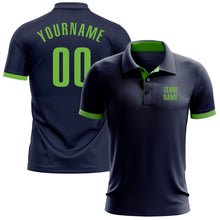 Load image into Gallery viewer, Custom Navy Neon Green Performance Golf Polo Shirt