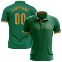 Load image into Gallery viewer, Custom Kelly Green Old Gold Performance Golf Polo Shirt