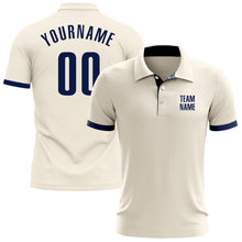 Load image into Gallery viewer, Custom Cream Navy Performance Golf Polo Shirt
