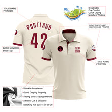 Load image into Gallery viewer, Custom Cream Crimson Performance Golf Polo Shirt