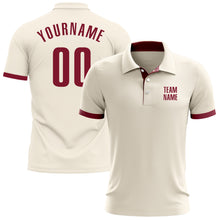 Load image into Gallery viewer, Custom Cream Crimson Performance Golf Polo Shirt