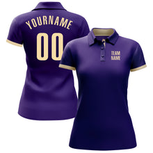 Load image into Gallery viewer, Custom Purple Cream Performance Golf Polo Shirt