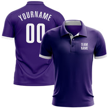 Load image into Gallery viewer, Custom Purple White Performance Golf Polo Shirt