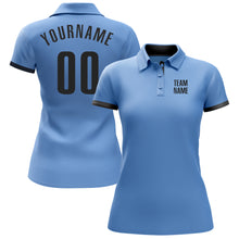 Load image into Gallery viewer, Custom Light Blue Black Performance Golf Polo Shirt
