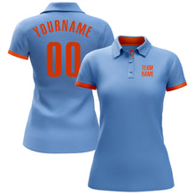 Load image into Gallery viewer, Custom Light Blue Orange Performance Golf Polo Shirt