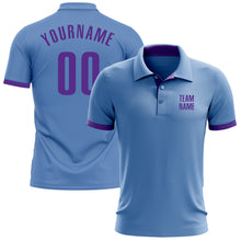 Load image into Gallery viewer, Custom Light Blue Purple Performance Golf Polo Shirt