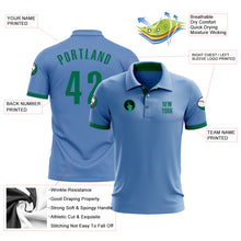 Load image into Gallery viewer, Custom Light Blue Kelly Green Performance Golf Polo Shirt