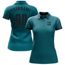 Load image into Gallery viewer, Custom Teal Black Performance Golf Polo Shirt