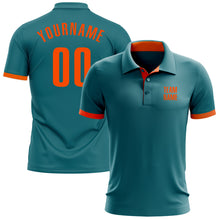 Load image into Gallery viewer, Custom Teal Orange Performance Golf Polo Shirt